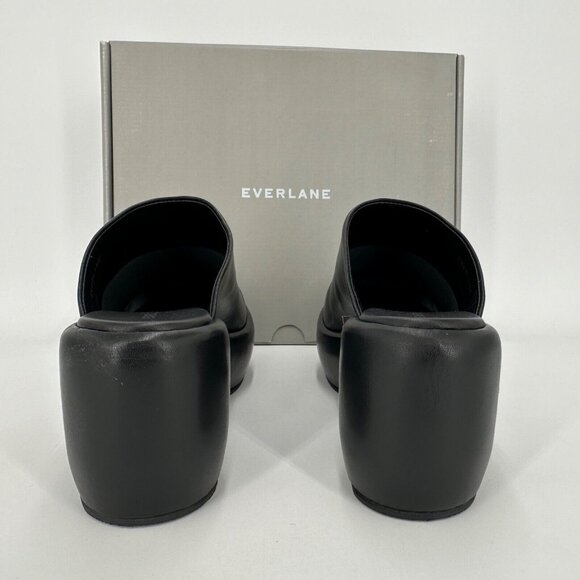 Everlane The Puffa Clog in Black Leather sz 7 Women's Platform Sip-on Mule NEW - Picture 3 of 6